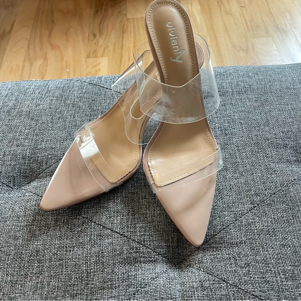 Vivianly Cream Stiletto Heels Pointed Toe